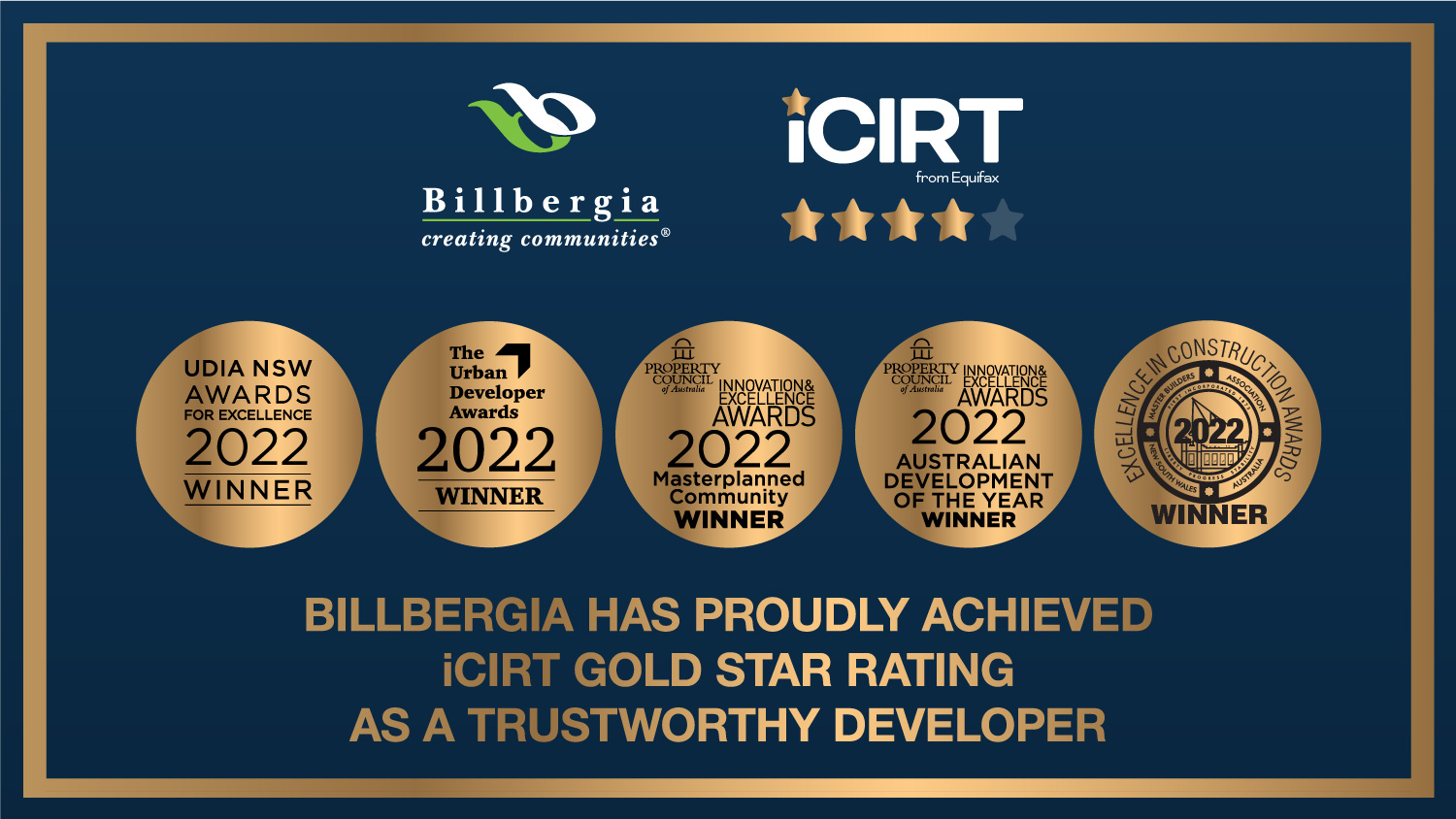 Billbergia has proudly achieved iCIRT gold star rating as a trustworthy developer